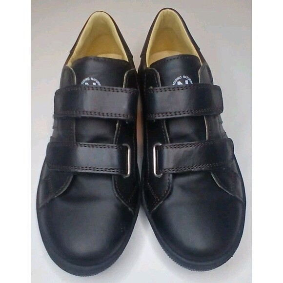 Naturino Other - Naturino Boys Sz 2 EU 33 Black Leather School Shoes Hook And Loop